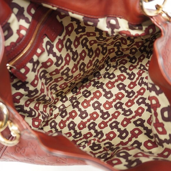GUCCI Red Leather Horsebit Bag - Picture 4 of 13